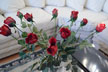 roses on glass table