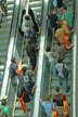 conventioneers on escalators