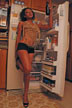 girl in front of refrigerator