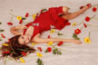 girl lying on flowers