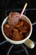 a cup of chocolate ice cream